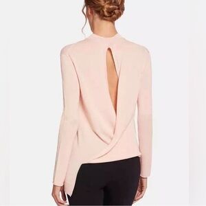 NWOT! Wolford Aurora Pinky Peach Long Sleeve Sweater, Open Back, Size XS
